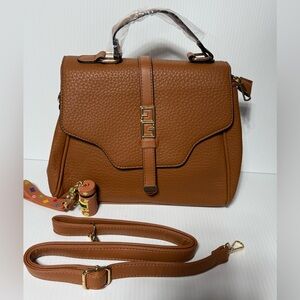 NWT Brown Handbag with Crossbody Strap and FREE Decorative Bag Charm